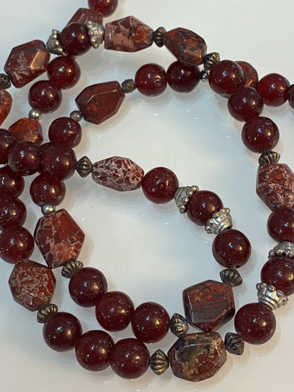 Handcrafted Red Jasper Beaded Necklace - Unbranded